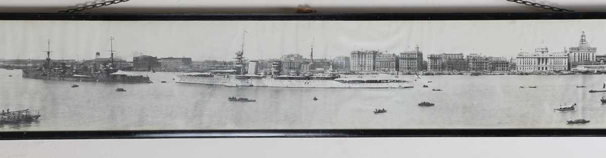 PHOTOGRAPHS. Two black and white photographs depicting panoramas of Shanghai harbour one titled ‘ - Image 8 of 9