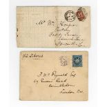 A group of postal history with Great Britain 1d reds, 1871 ½d Plate 6 on wrapper, Japan.