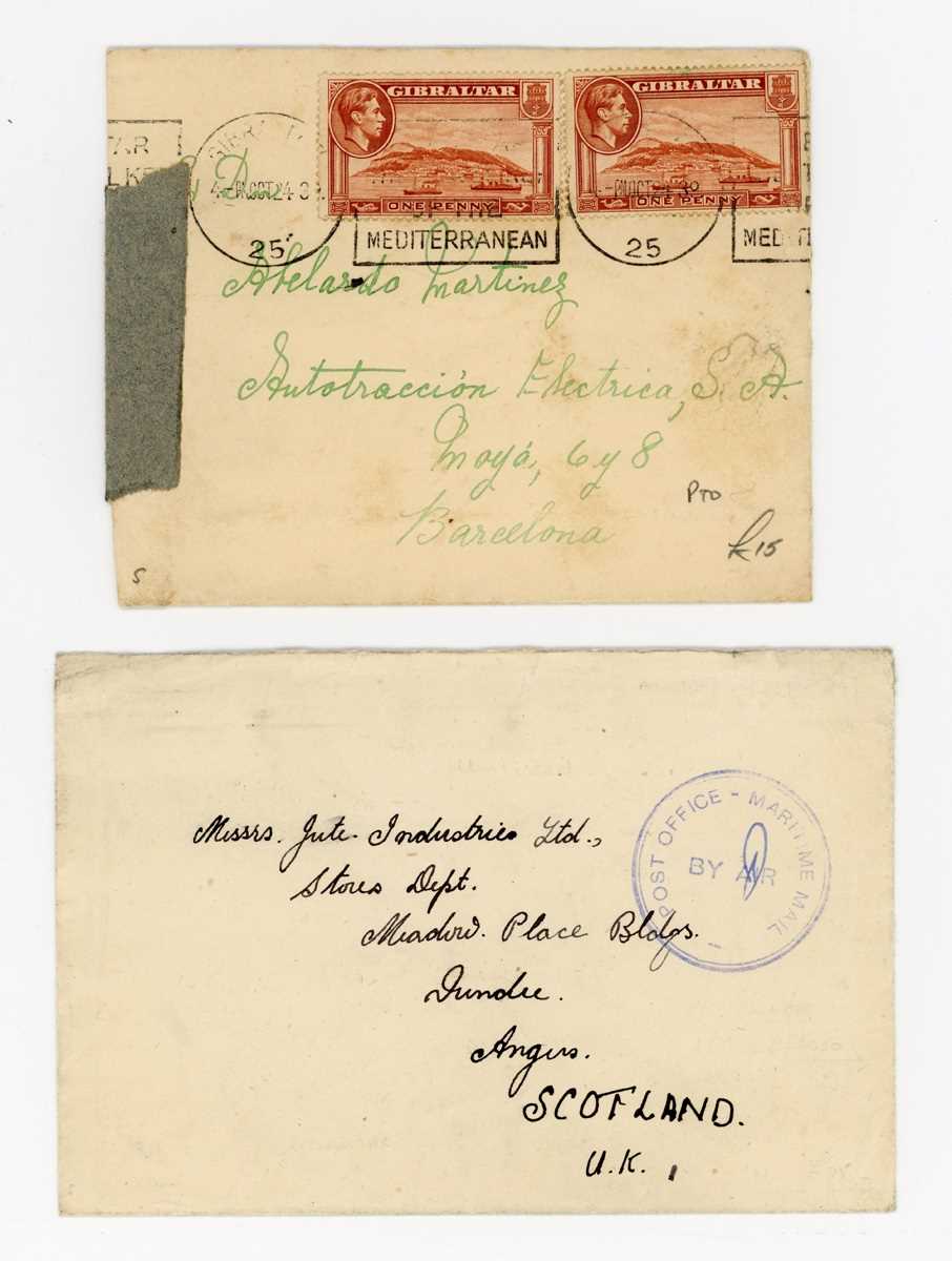 Gibraltar Second World War postal history with censor markings, field post offices, undercover mail, - Image 3 of 10