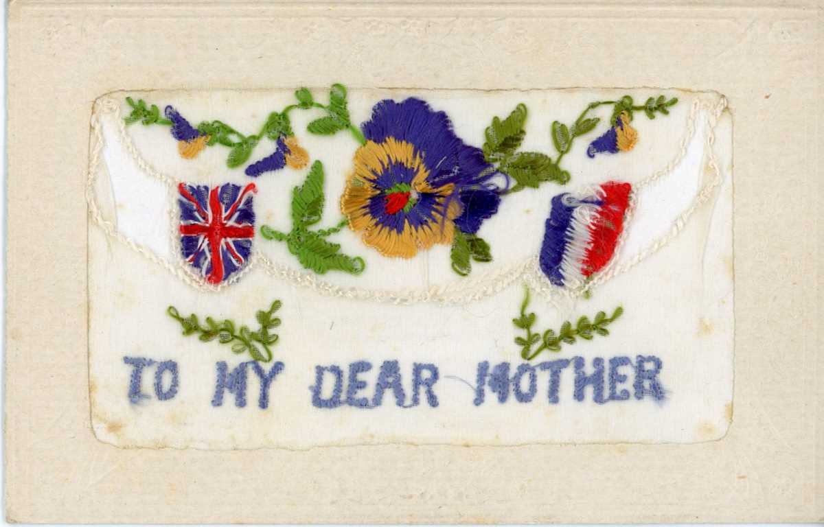 A group of nine First World War embroidered silk greetings postcards including five with - Image 3 of 10