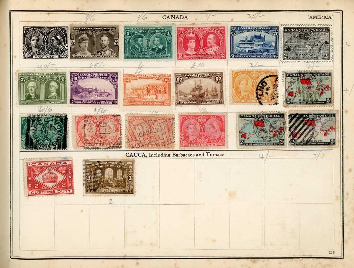 World stamps in early improved album with Great Britain with 1d reds, Edward VII ½d to one shilling, - Bild 6 aus 8