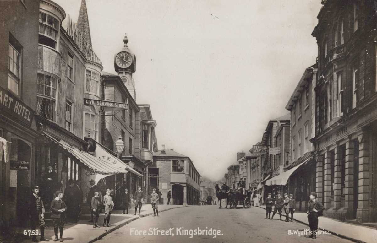 A collection of approximately 99 postcards of Devon including photographic postcards titled ‘Fore