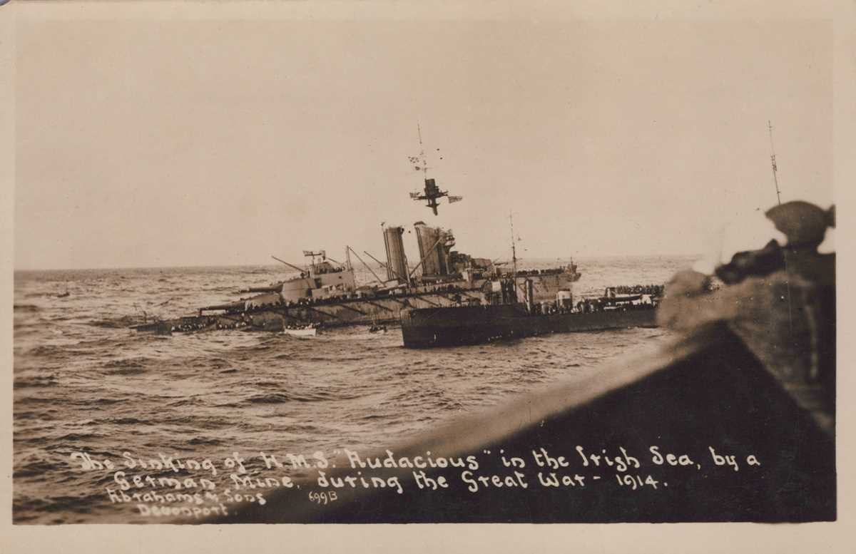 An album containing approximately 283 postcards of naval interest including portraits of ships and