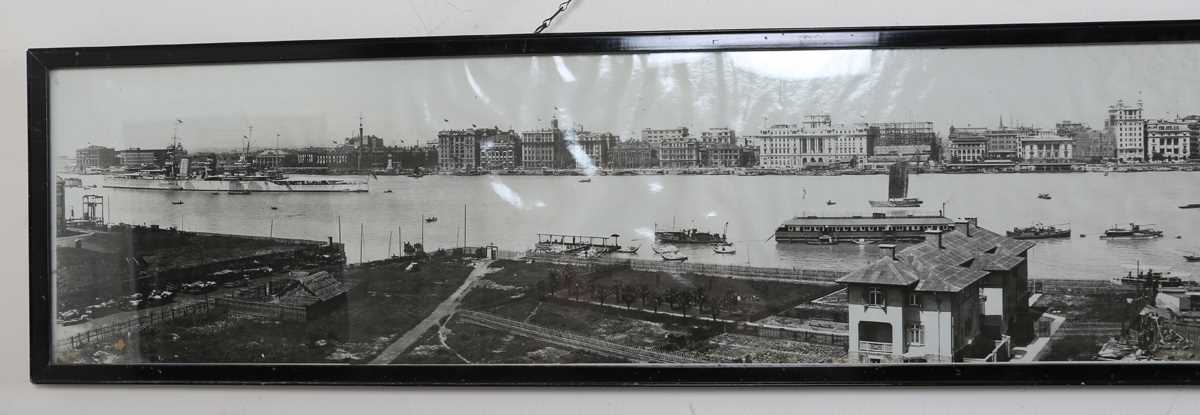 PHOTOGRAPHS. Two black and white photographs depicting panoramas of Shanghai harbour one titled ‘ - Image 3 of 9