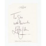 AUTOGRAPH. An autographed leaf, signed by Elton John and inscribed ‘To Giles with Best wishes