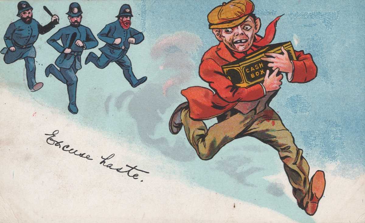 Two albums containing approximately 1005 postcards featuring policemen, the majority comic/ - Image 11 of 14