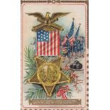 A collection of 18 postcards relating to America including chromolithographed postcards relating