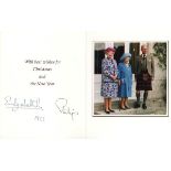 AUTOGRAPH, ROYALTY. A royal Christmas card from 1999 signed by Queen Elizabeth II and Prince Philip,