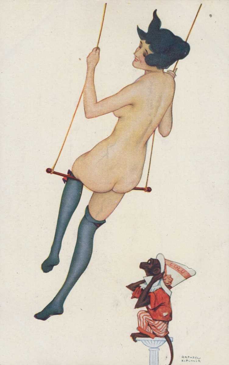 A collection of eight colour postcards by Raphael Kirchner of glamour or risqué interest. - Image 3 of 8