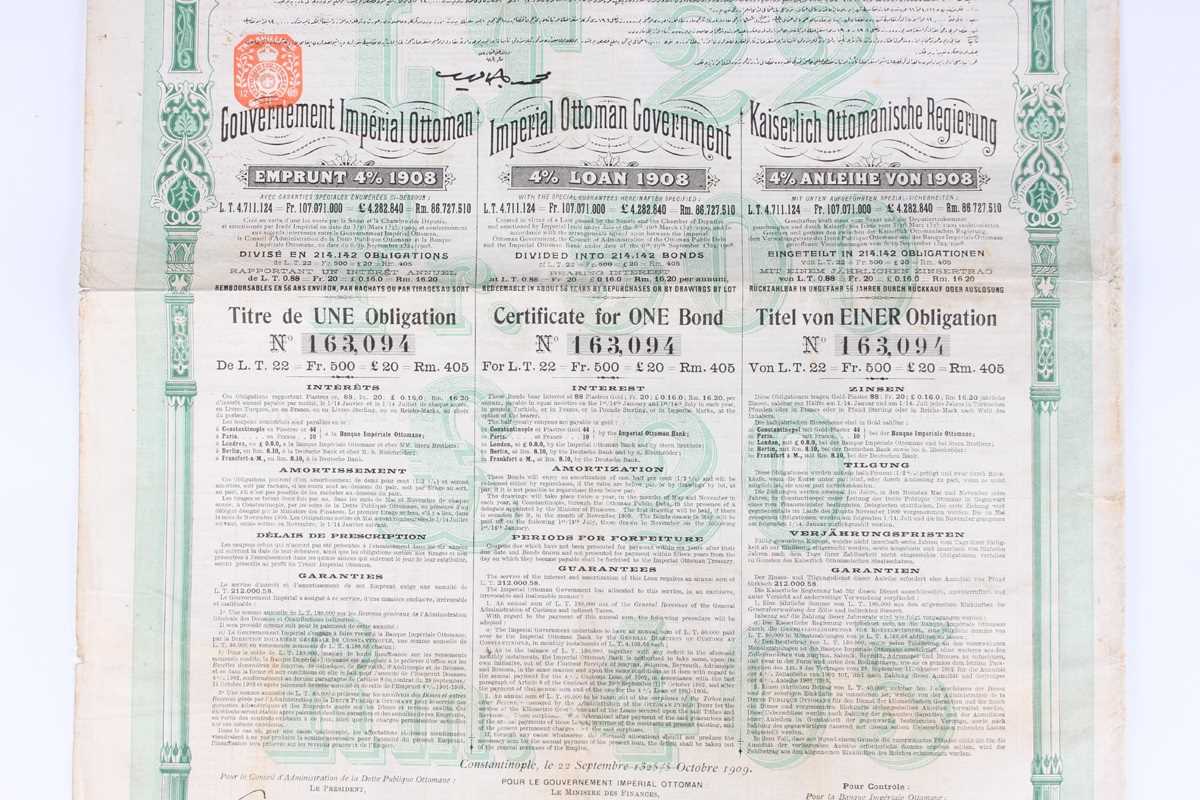 SHARE CERTIFICATES. An Ottoman Railway Company from Smyrna to Aidin £20 share certificate, No. - Image 11 of 43