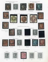 Great Britain stamps in Stanley Gibbons printed album from 1840 1d black used (2) surface printed,