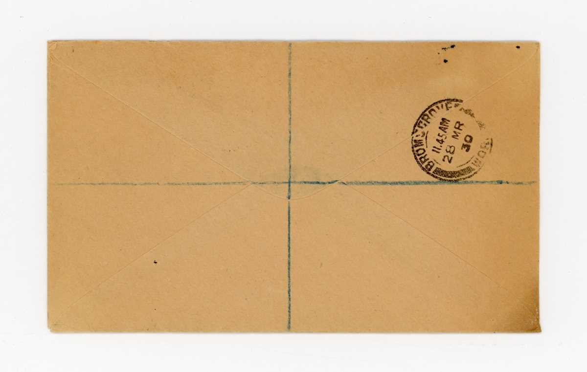 St Helena 1930 registered cover to England with 2 shillings 6d stamp with 'Broken Mainmast' - Image 2 of 3