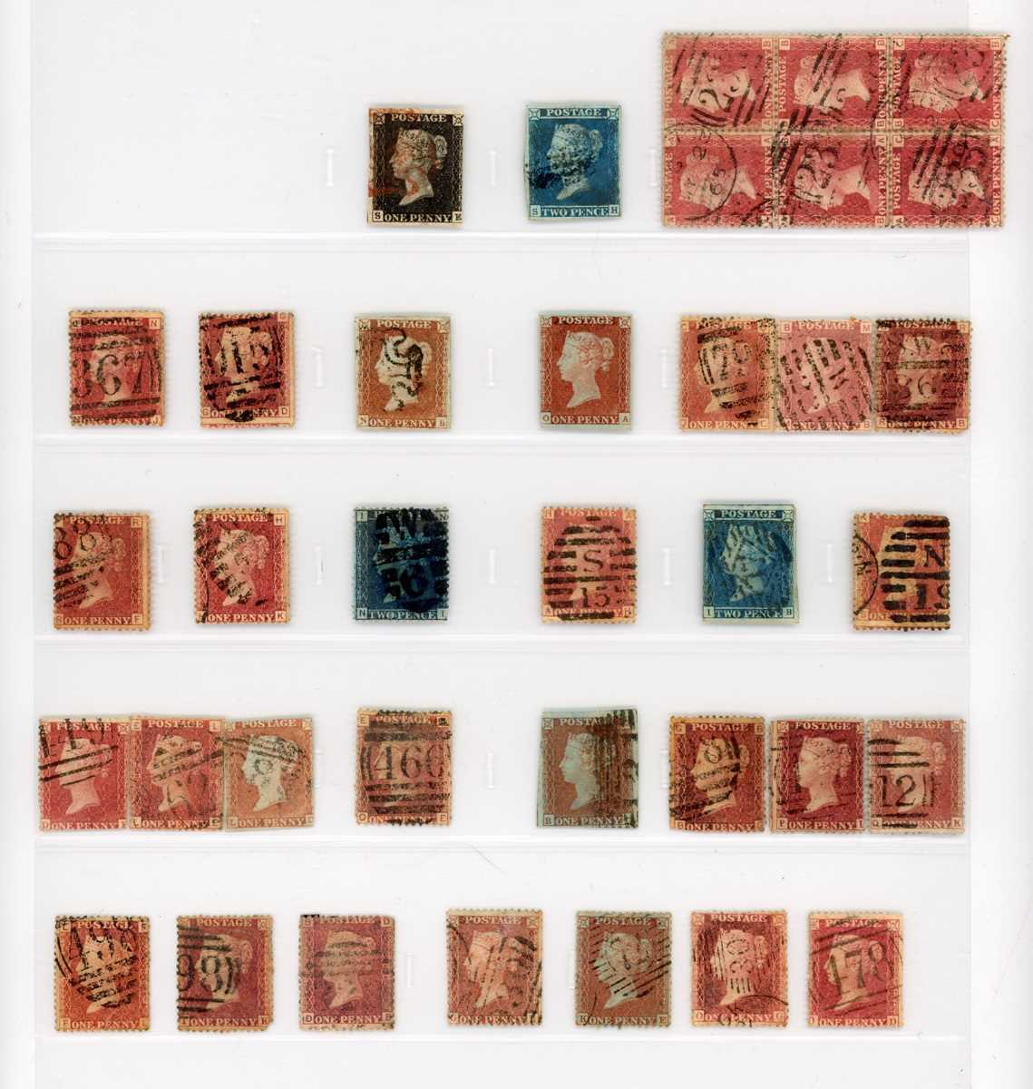Great Britain stamps in Safe album from 1840-1951 with 1d black used, 1d red plates to 225 mint