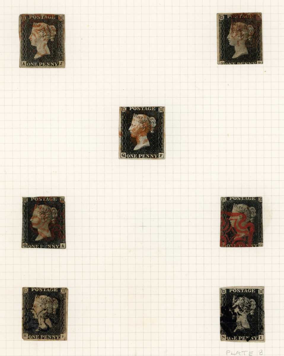 Great Britain stamp collection in albums from pre stamp covers 1840 1d black (7), 2d blue (2),