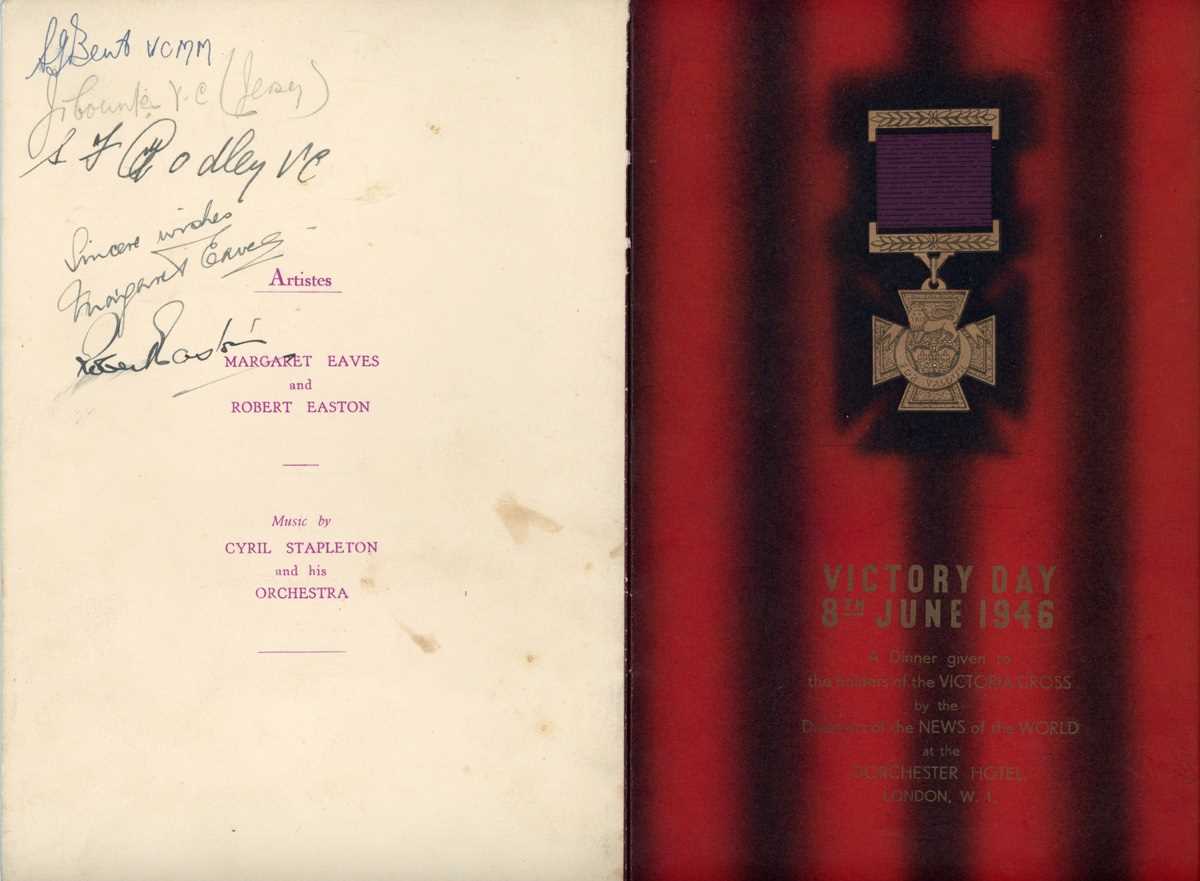 MILITARIA. A News of the World Victory Day Dinner Menu for the Dorchester Hotel, 8th June 1946, - Image 2 of 3