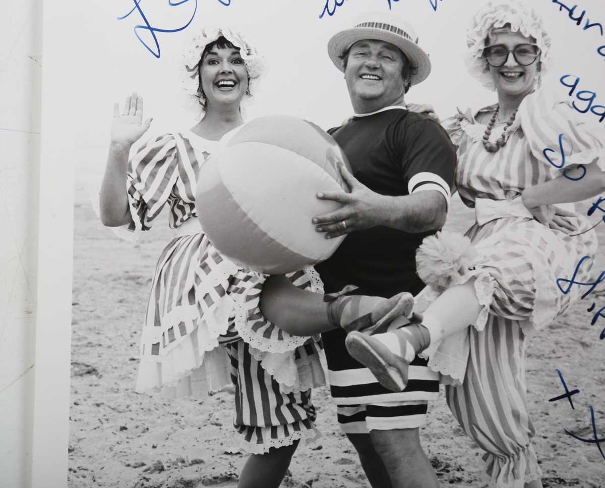 AUTOGRAPH. An autographed black and white oversized photograph signed and inscribed by Les Dawson, - Image 6 of 10
