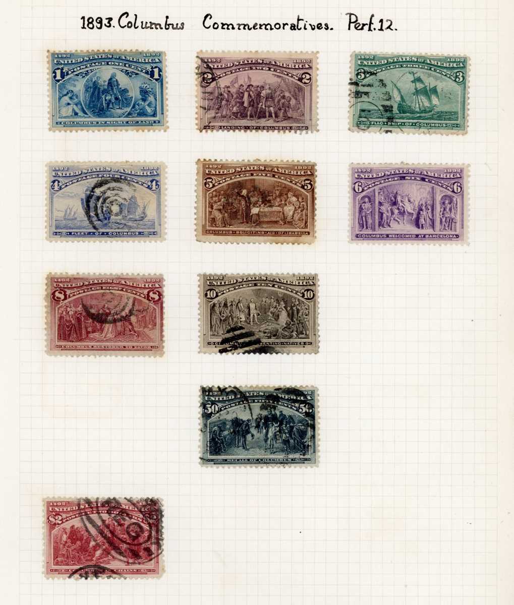 USA stamp collection in two albums from 1851 3 cents and 12 cents used, 1870-75 to 90 cents carmine,