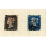 Great Britain stamps in album from 1840 1d black and 2d blue used up to 1972 with surface printed,