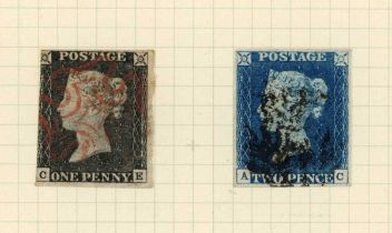 Great Britain stamps in album from 1840 1d black and 2d blue used up to 1972 with surface printed,