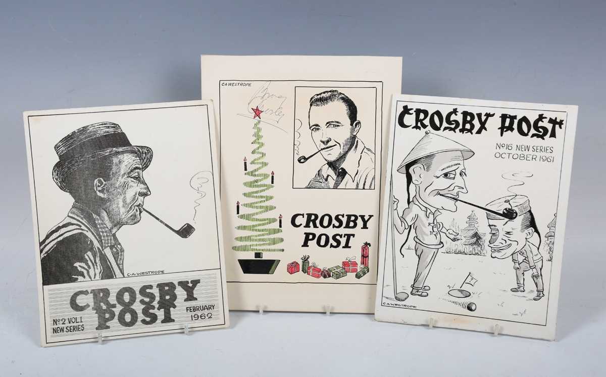 AUTOGRAPH. An autographed manuscript cover design for 'Crosby Post' signed by Bing Crosby, the pen