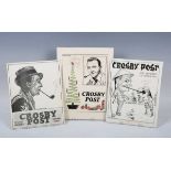 AUTOGRAPH. An autographed manuscript cover design for 'Crosby Post' signed by Bing Crosby, the pen