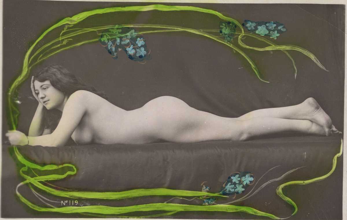 A collection of 27 hand-tinted postcards of erotic or risqué interest, most photographic. - Image 3 of 8