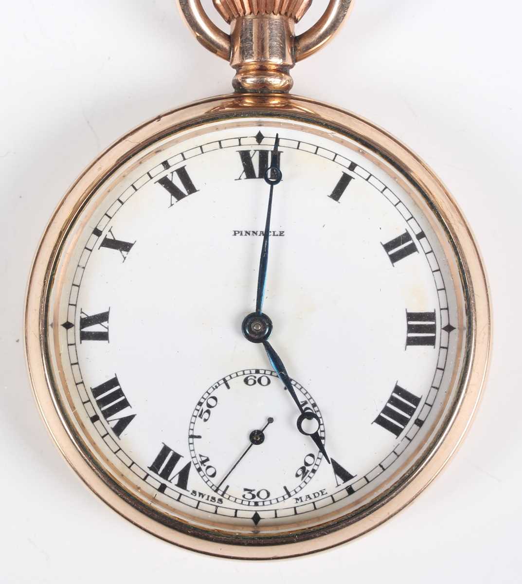 A gilt metal cased keyless wind open faced gentleman's dress pocket watch, the silvered dial with - Bild 18 aus 25