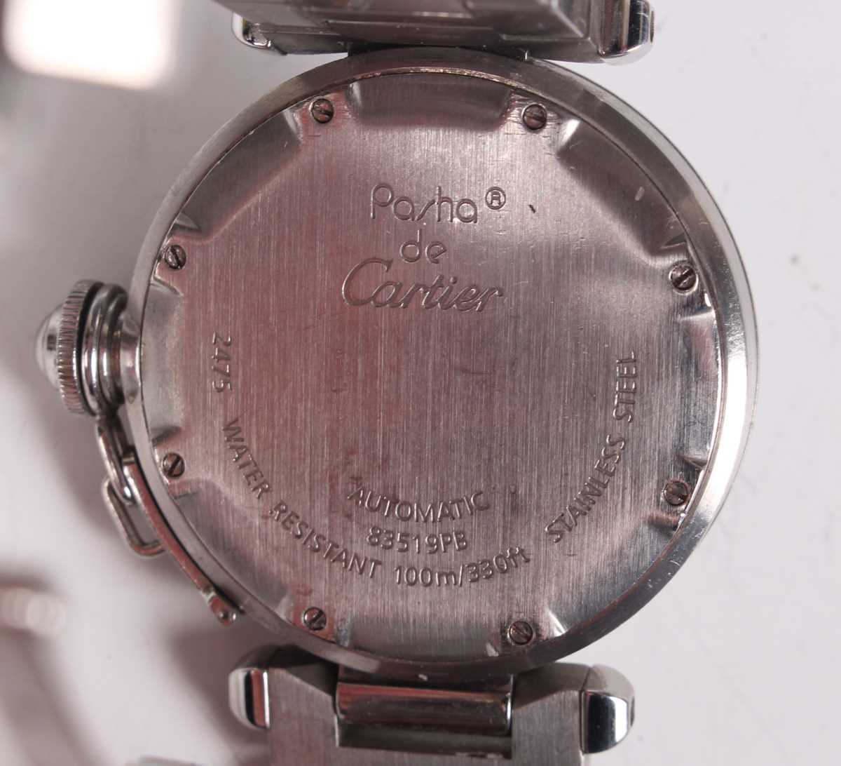 A Cartier de Pasha Automatic stainless steel gentleman's bracelet wristwatch, Ref. 2475, with signed - Image 2 of 5