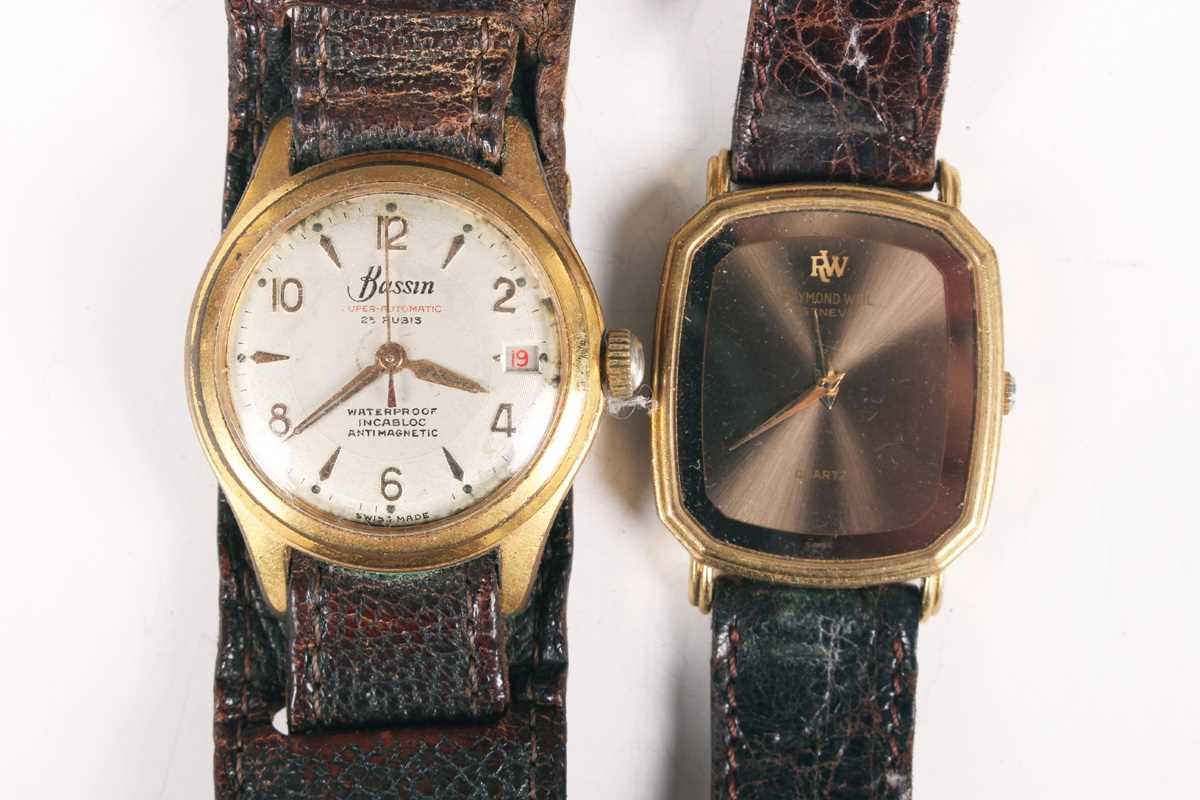A Bassin Super-Automatic gilt metal fronted and steel backed gentleman's wristwatch, the signed