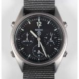 A Seiko Quartz stainless steel cased British military issue 'Gen 1' RAF pilot's chronograph