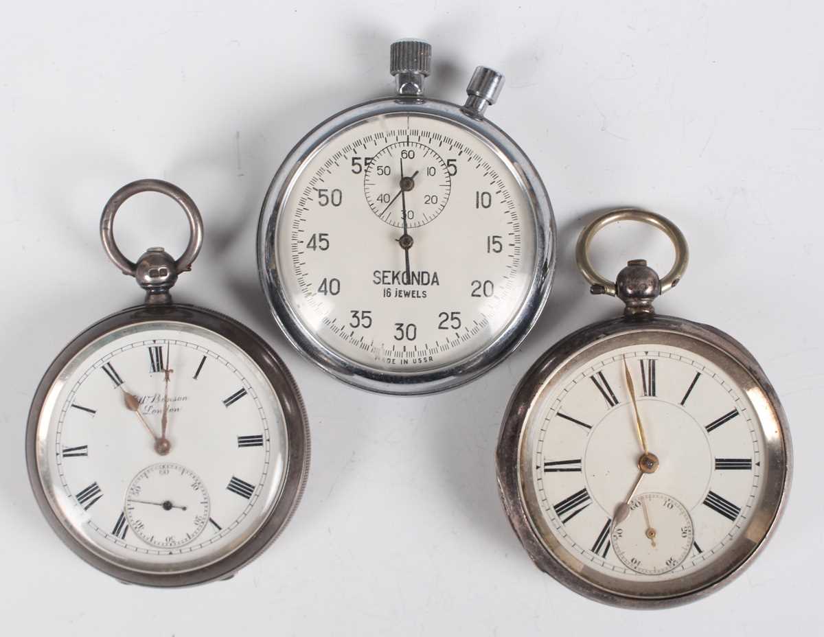 A J.W. Benson London silver cased keywind open-faced gentleman’s pocket watch, the gilt jewelled