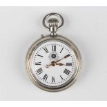 A Roskopf nickel plated cased keyless wind open-faced gentleman's pocket watch with signed movement,