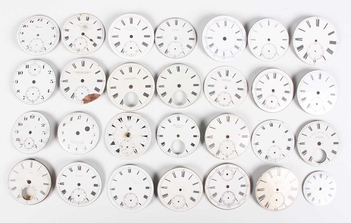 A collection of eighty white enamelled pocket watch dials, 18th century and later, some signed, - Image 3 of 8