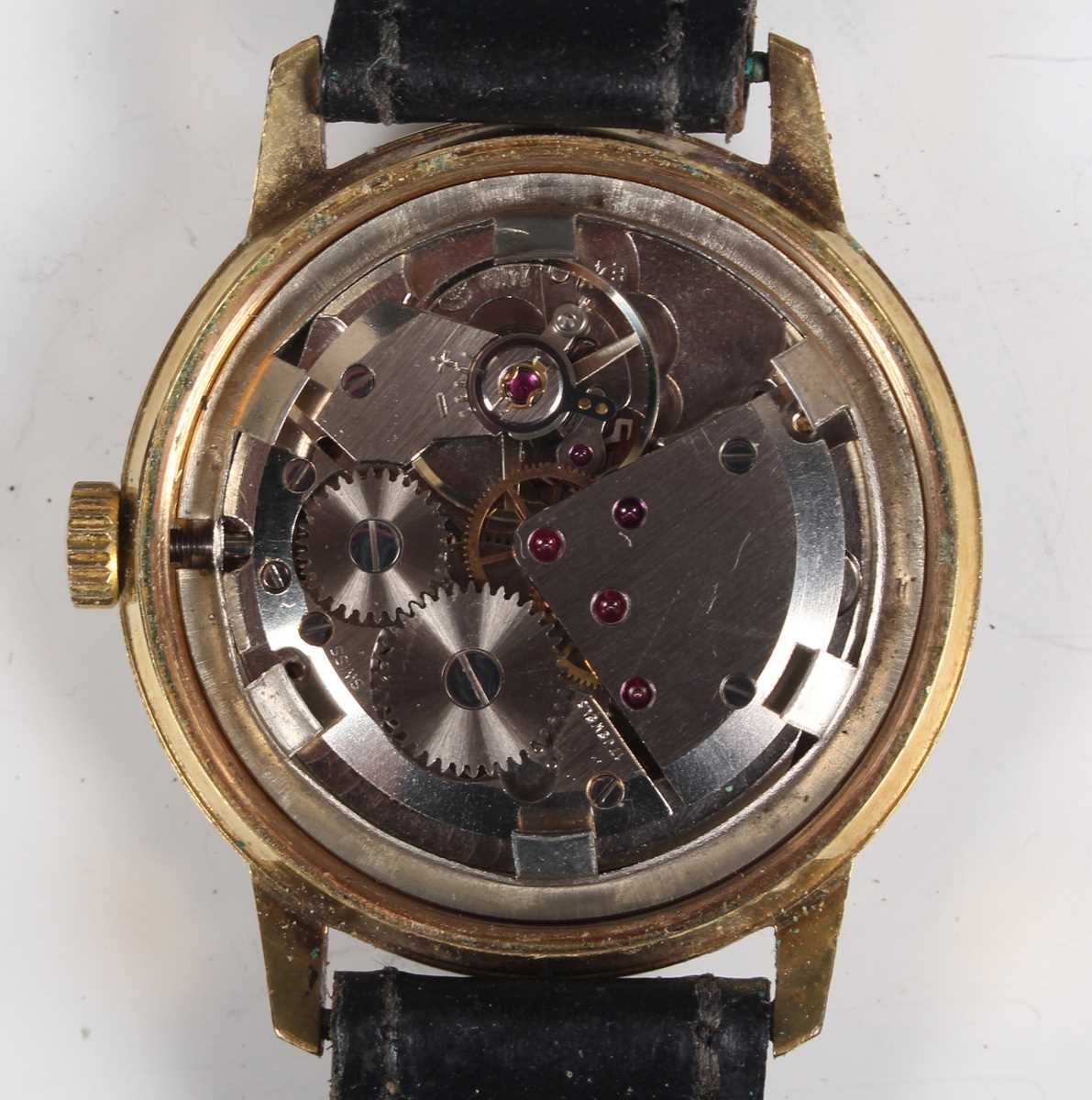 A De Luxe steel backed gentleman's wristwatch with unsigned jewelled movement, the black dial with - Image 7 of 12