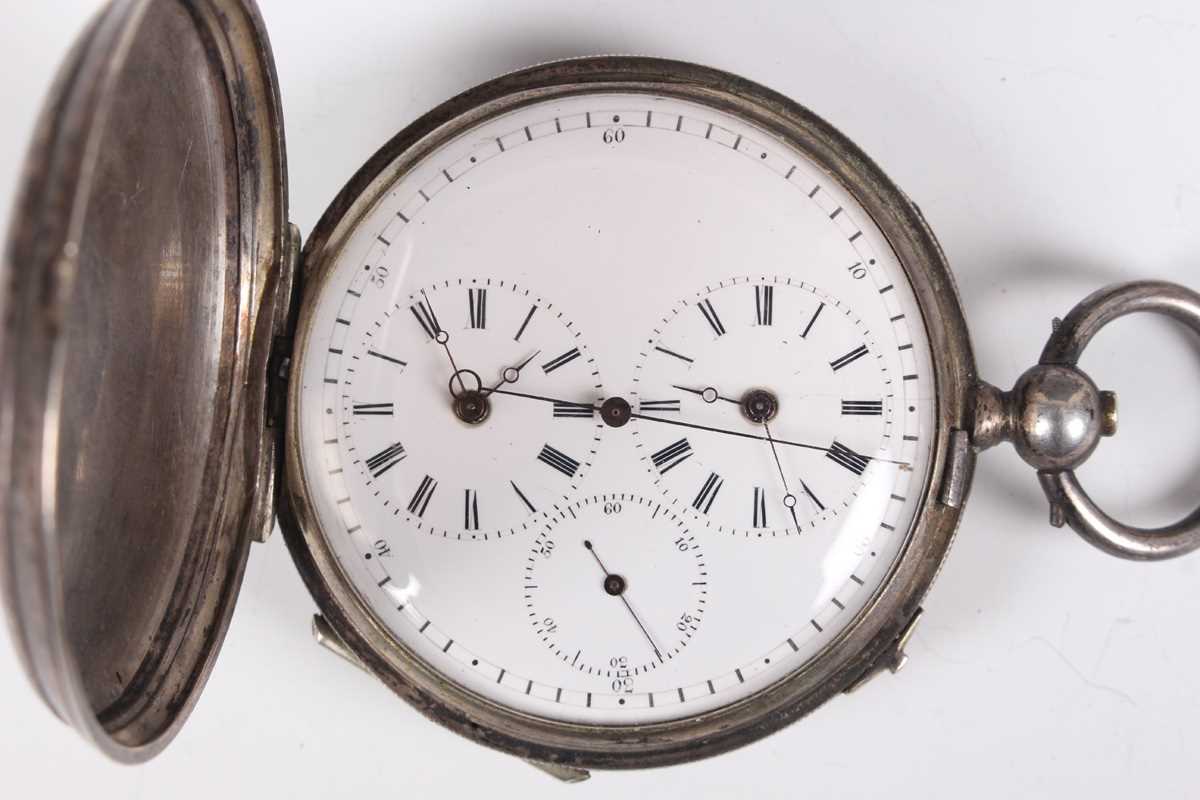 A Swiss hunting cased keywind dual time gentleman's pocket watch, made for the Japanese market, with - Bild 2 aus 10