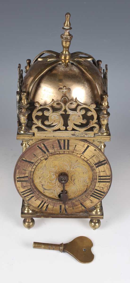 A mid-17th century style brass lantern timepiece with Coventry Astral movement, the chapter ring - Image 8 of 8