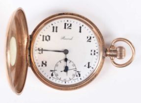 A Record Watch Co 9ct gold half-hunting cased keyless wind gentleman's pocket watch with signed