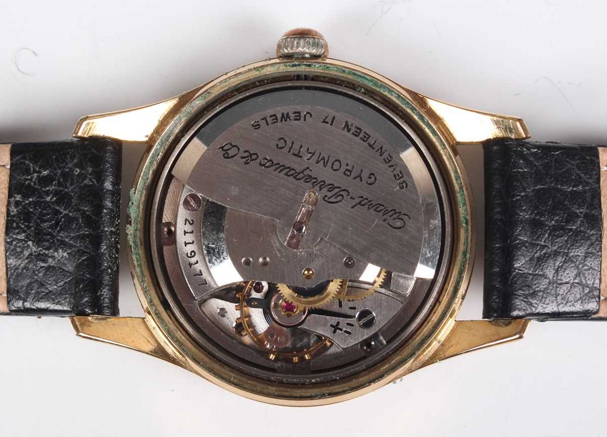 A Girard-Perregaux Gyromatic gilt metal fronted and steel backed gentleman's wristwatch, the - Bild 3 aus 8