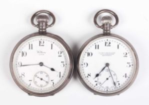 A silver cased keyless wind open-faced gentleman’s pocket watch, the jewelled lever movement