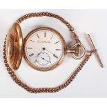 An Elgin Natl Watch Co gold hunting cased keyless wind gentleman’s pocket watch, the signed gilt