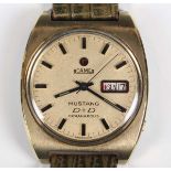 A Roamer Mustang D & D Indianapolis gilt metal fronted and steel backed gentleman's wristwatch, Ref.