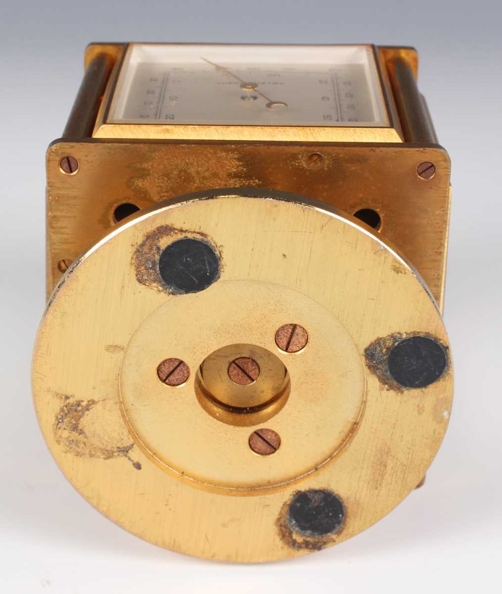 A mid-20th century Imhof gilt brass desk timepiece and weather compendium, the revolving cube shaped - Image 13 of 15