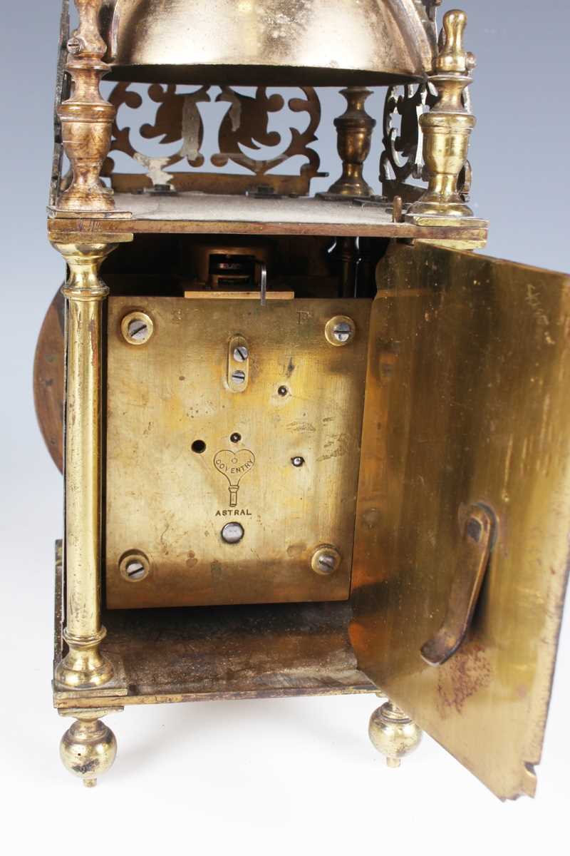 A mid-17th century style brass lantern timepiece with Coventry Astral movement, the chapter ring - Image 3 of 8