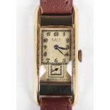 A Rolex Prince Observatory gilt metal fronted and steel backed rectangular cased gentleman's