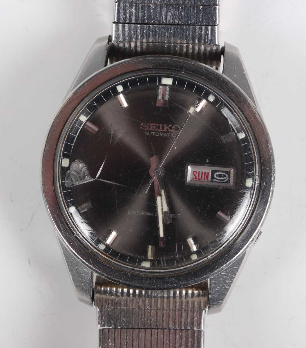 A Seiko Automatic Diashock steel cased gentleman's bracelet wristwatch, Ref 6619-8230, circa 1967,