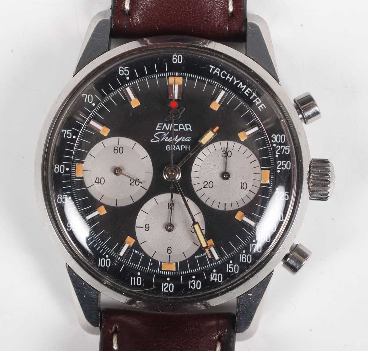 An Enicar Sherpa Graph stainless steel cased gentleman's chronograph wristwatch, Ref. 072-02-01 Mk