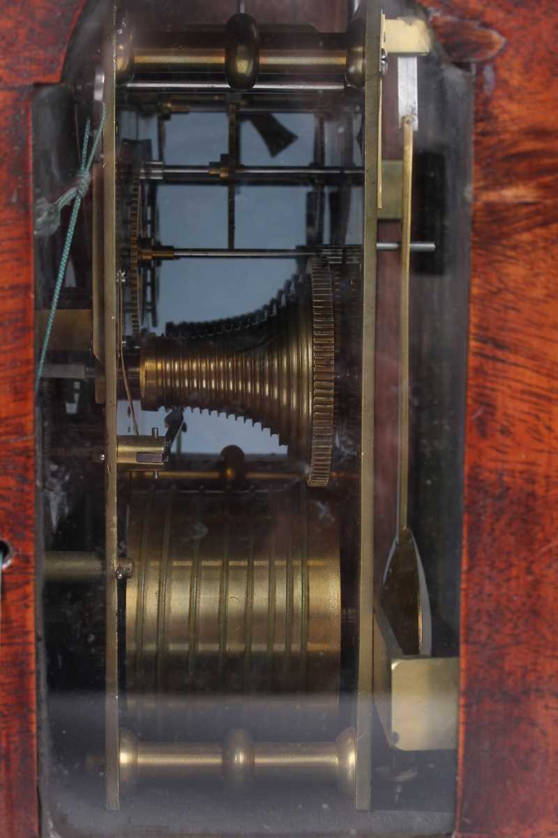 A George III mahogany bracket clock, the eight day twin fusee five pillar movement striking hours on - Image 7 of 11