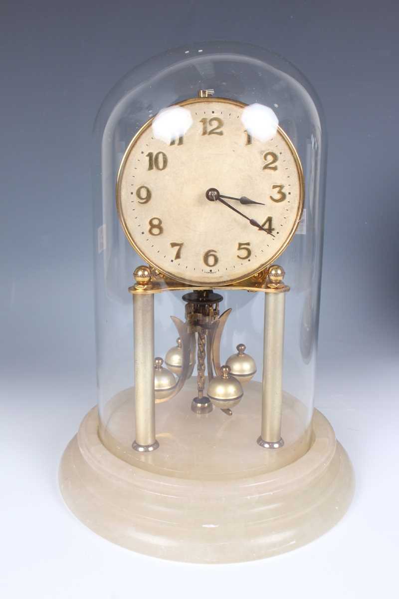 A 20th century brass lantern clock style mantel timepiece, height 24cm, together with a brass - Image 7 of 16