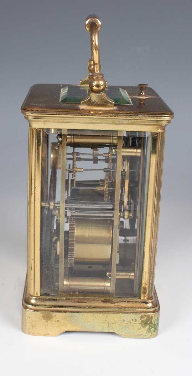 A 20th century lacquered brass corniche cased carriage clock with eight day movement striking and - Bild 7 aus 23