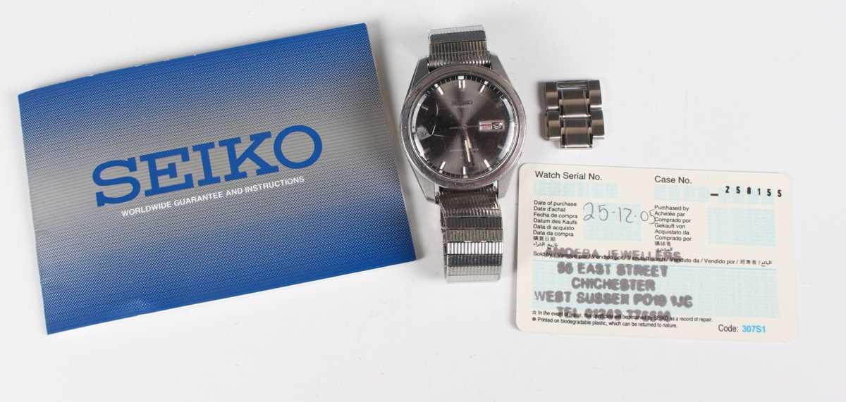 A Seiko Automatic Diashock steel cased gentleman's bracelet wristwatch, Ref 6619-8230, circa 1967, - Image 10 of 10